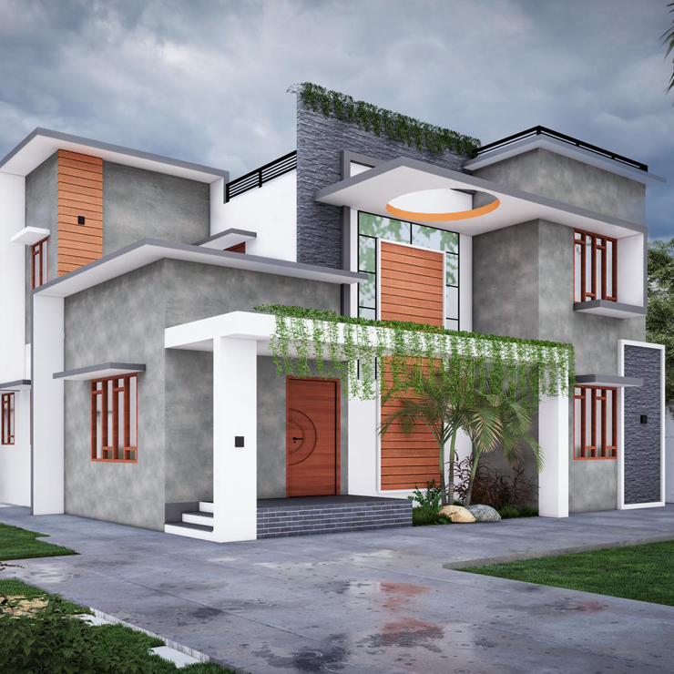Home for Mr. Midhin Raj at Veli done by greenhouse Designers and Builders